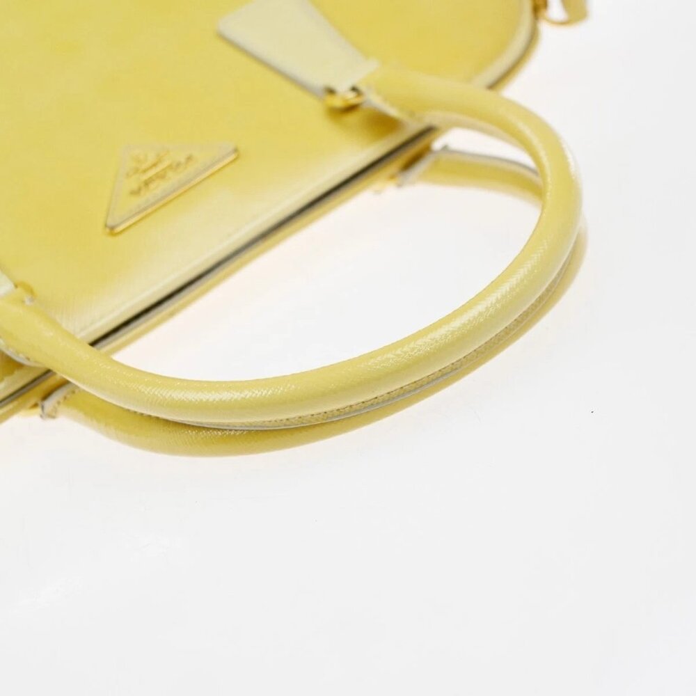 PRADA MILANO 2Way Shoulder Hand Bag Promenade Saffiano Leather Yellow 76EG323 - Picture 7 of 16